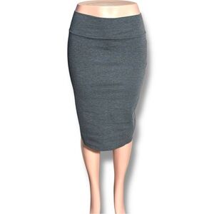Liz&Sara Elegant Heather Gray Women's Midi High Waisted Bodycon Pencil Skirt